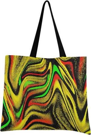 visesunny Women Extra Large Tote Bag Wavy Color Zig Zag Art Pattern Shoulder Bags Ladies Beach Travel Reusable Grocery Shopping Portable Storage Handbag