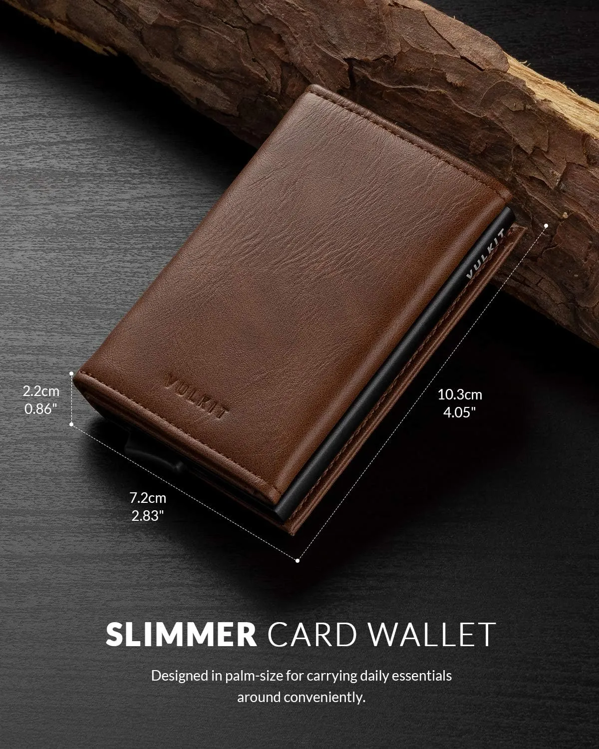 VULKIT Credit Card Holder Leather Bifold Pop up Wallet with Banknote Compartment, ID Window & Coin