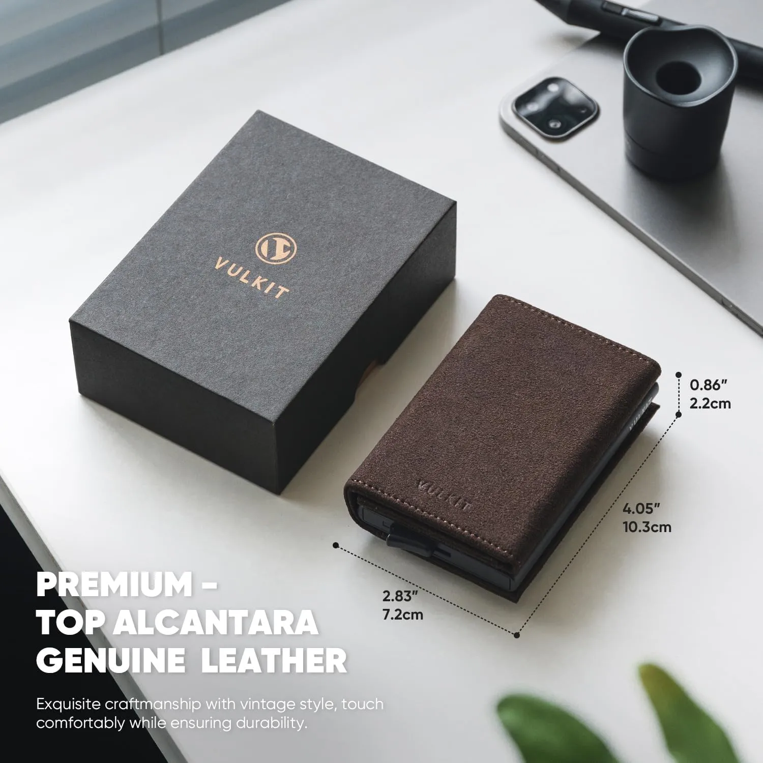 VULKIT Credit Card Holder Leather Bifold Pop up Wallet with Banknote Compartment, ID Window & Coin