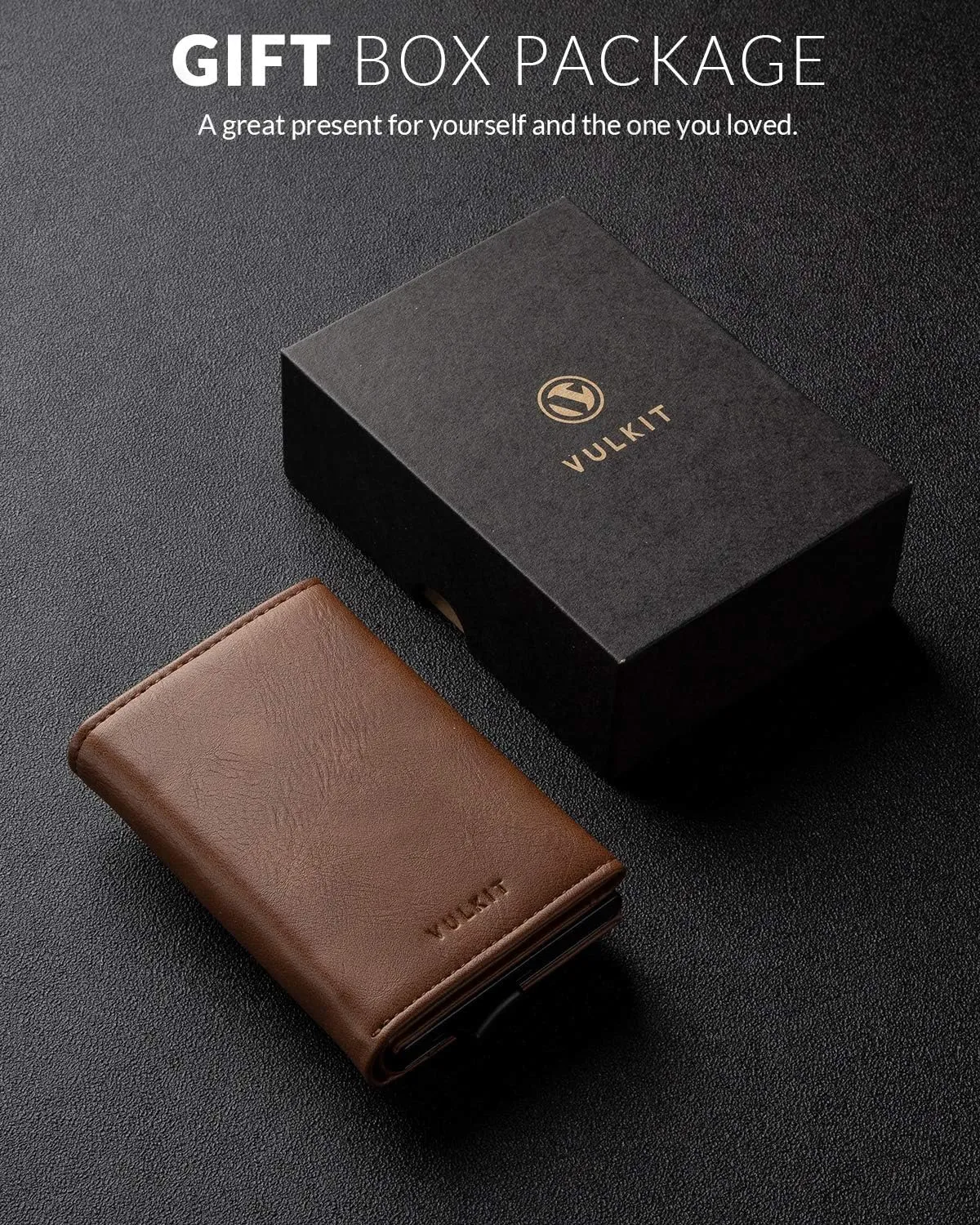 VULKIT Credit Card Holder Leather Bifold Pop up Wallet with Banknote Compartment, ID Window & Coin