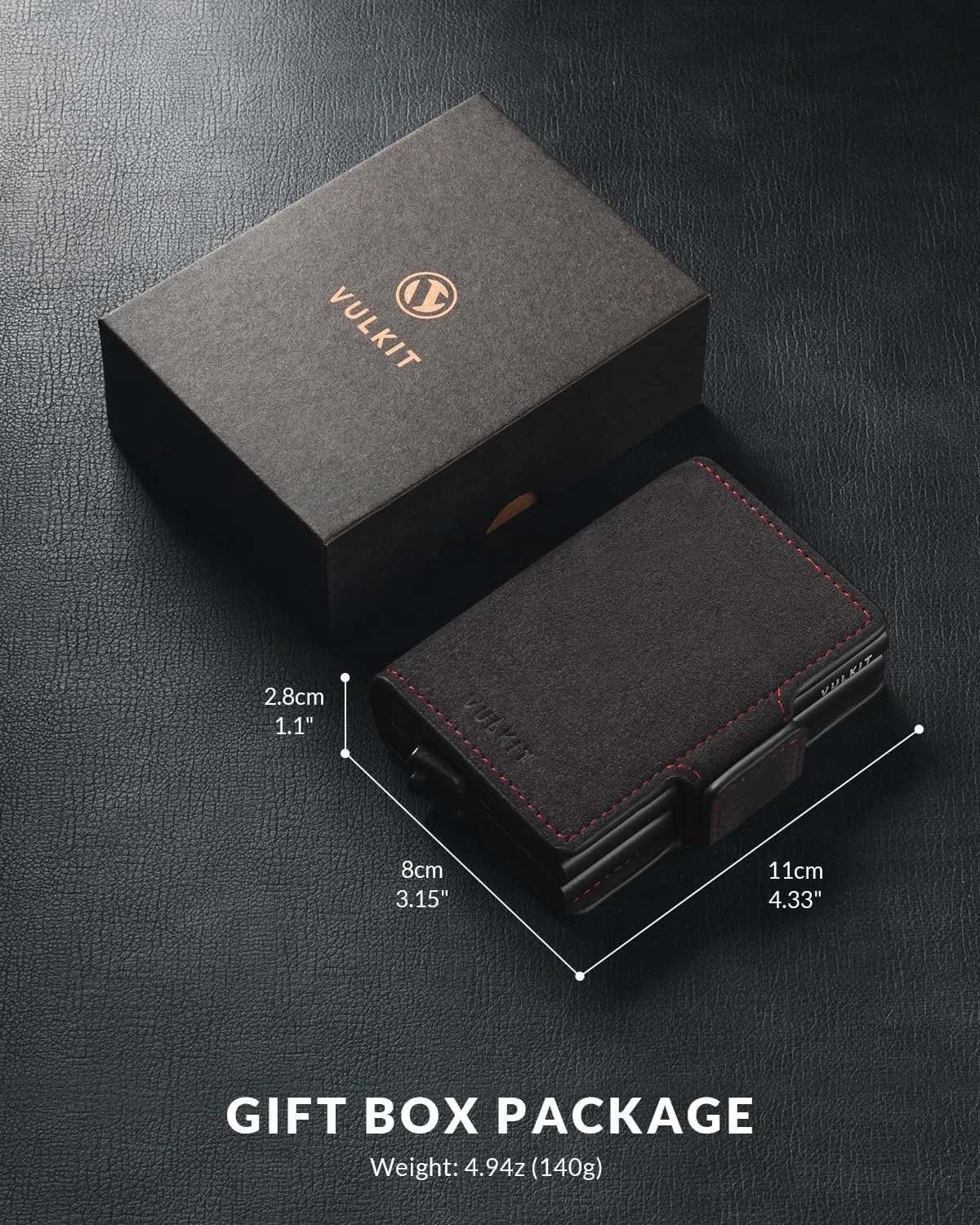 VULKIT Credit Card Holder RFID Blocking Leather Automatic Pop Up Wallet Magnetic Wallet Double Card Case for Men and Women