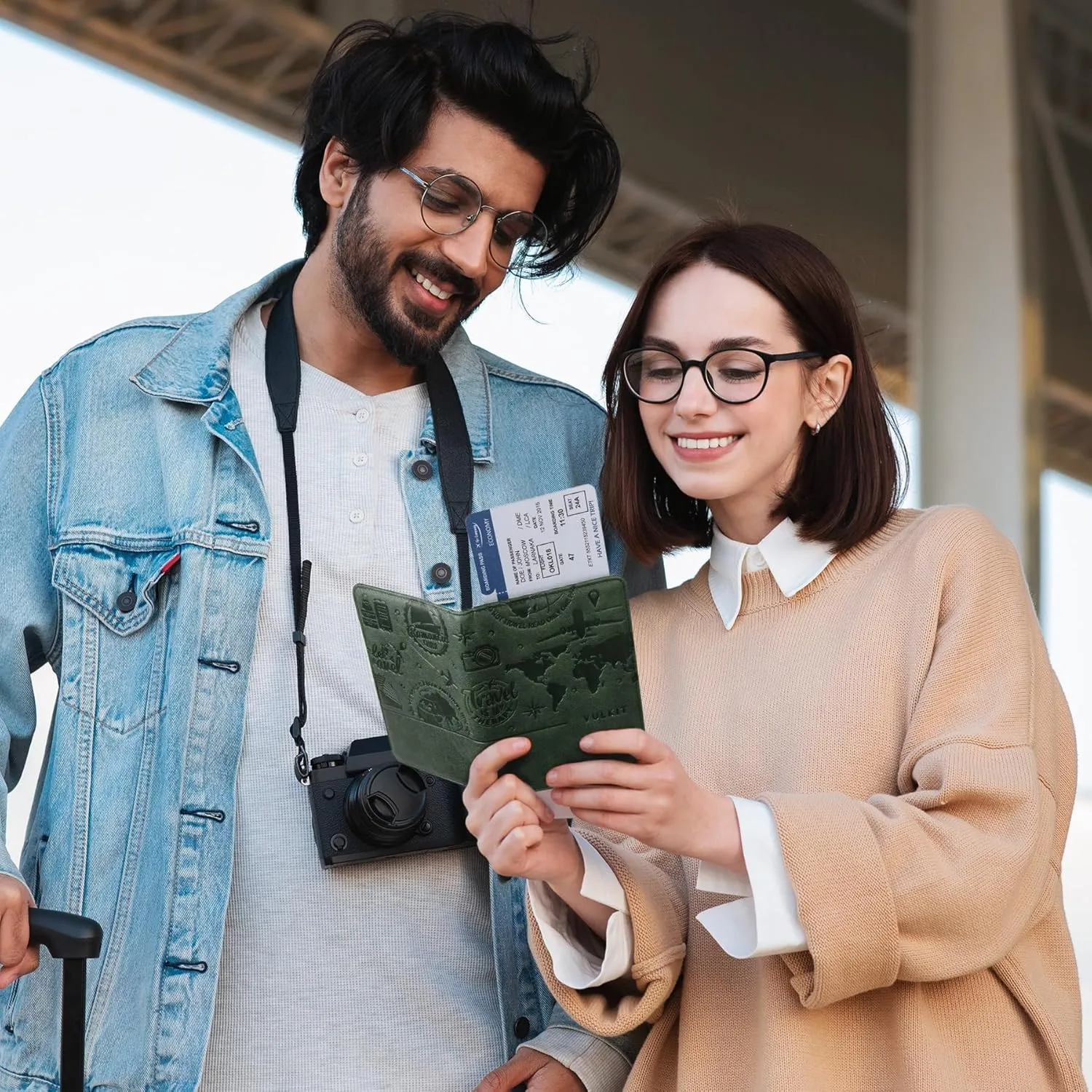 VULKIT Passport Holder Magnetic Closure RFID Blocking Travel Wallet Passport Book Cover Boarding Pass Holder Travel Essentials