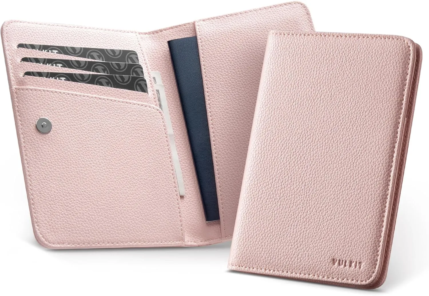 VULKIT Passport Holder Magnetic Closure RFID Blocking Travel Wallet Passport Book Cover Boarding Pass Holder Travel Essentials