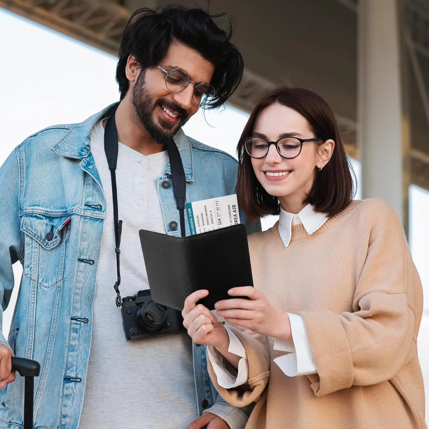 VULKIT Passport Holder Magnetic Closure RFID Blocking Travel Wallet Passport Book Cover Boarding Pass Holder Travel Essentials