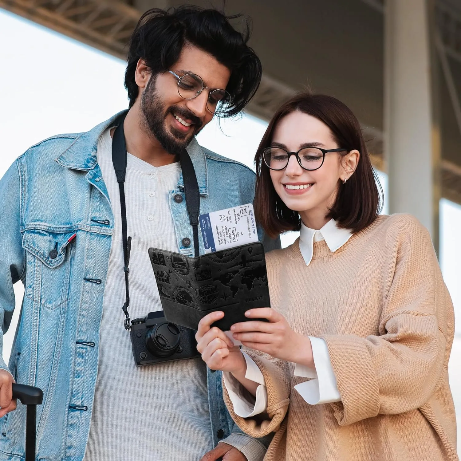 VULKIT Passport Holder Magnetic Closure RFID Blocking Travel Wallet Passport Book Cover Boarding Pass Holder Travel Essentials