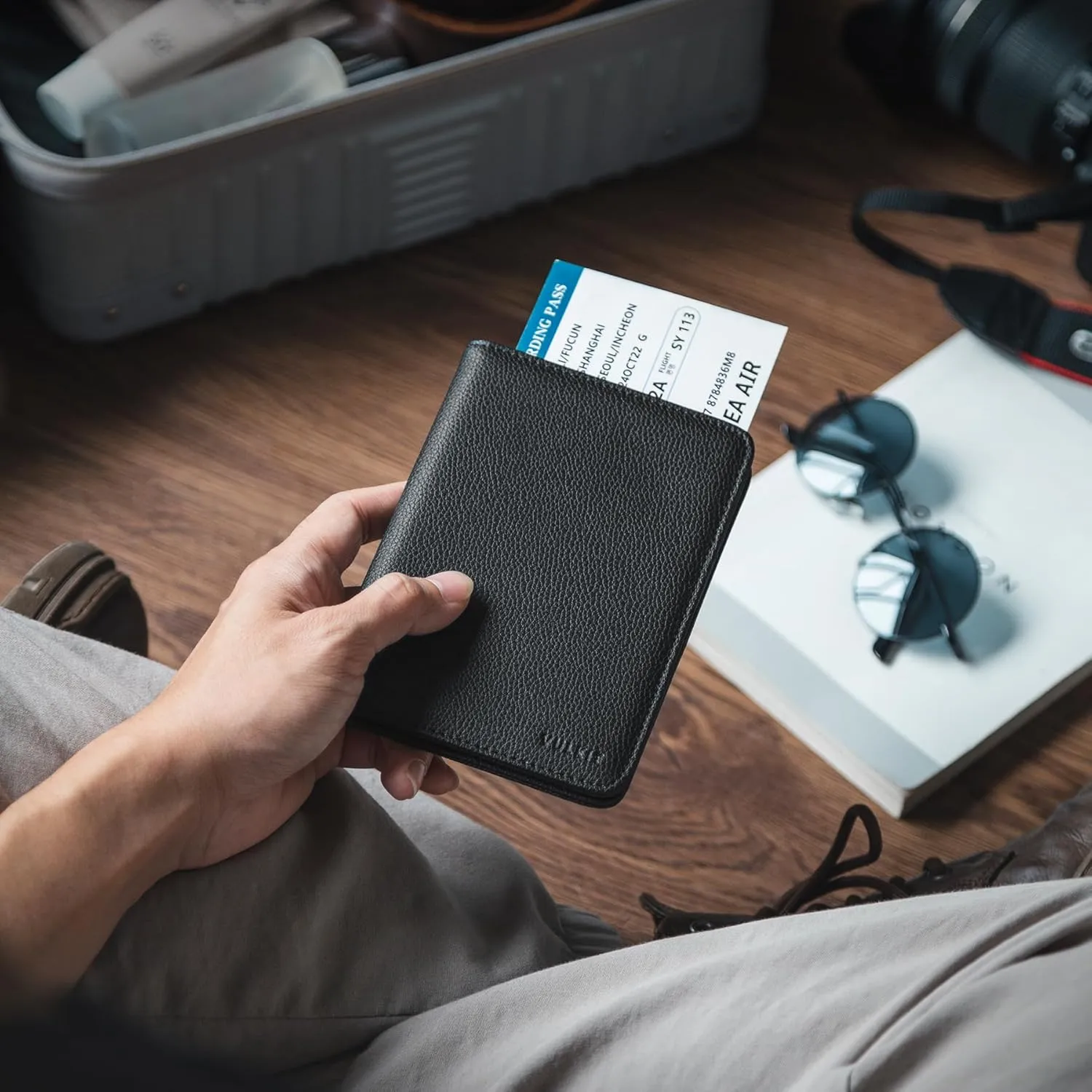 VULKIT Passport Holder Magnetic Closure RFID Blocking Travel Wallet Passport Book Cover Boarding Pass Holder Travel Essentials