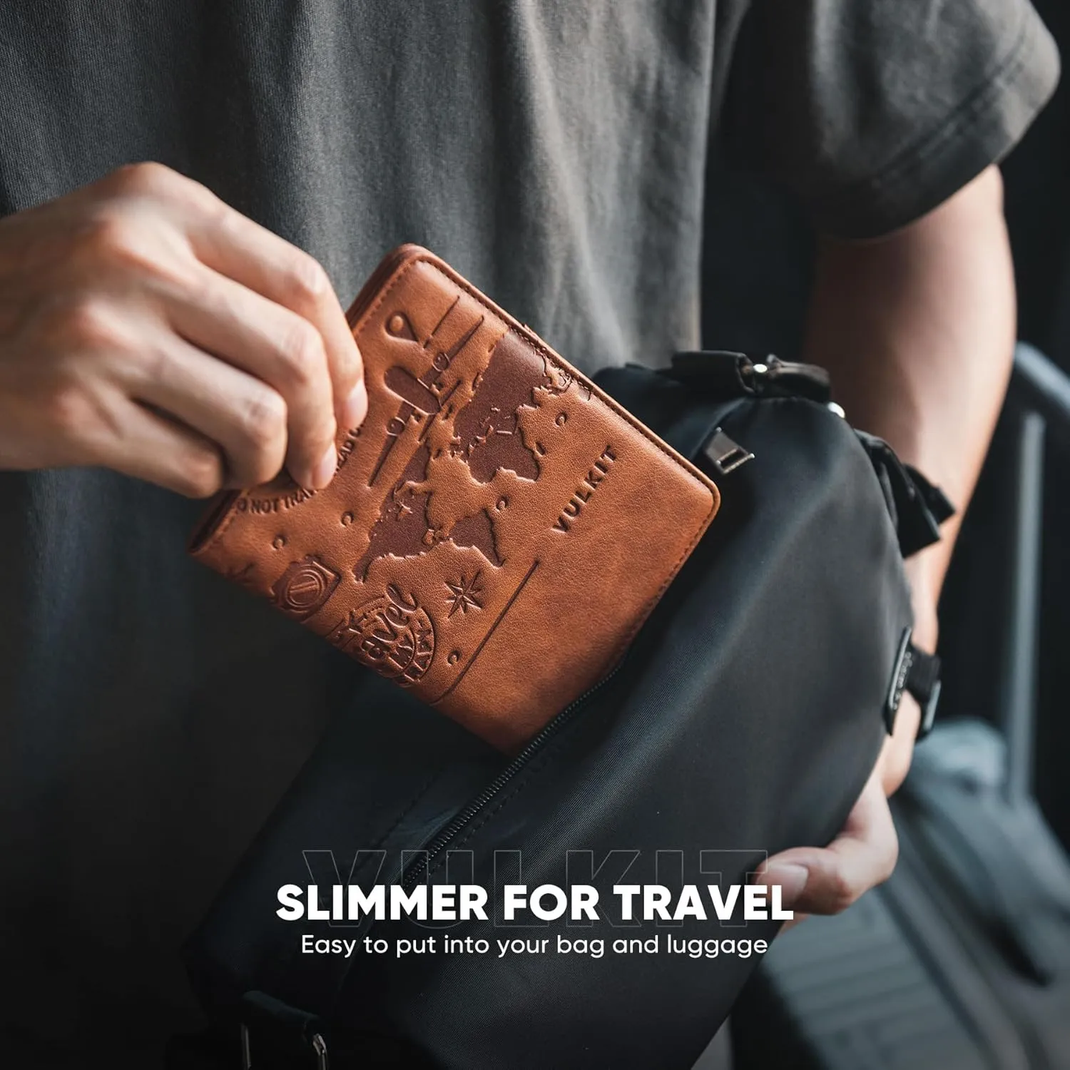 VULKIT Passport Holder Magnetic Closure RFID Blocking Travel Wallet Passport Book Cover Boarding Pass Holder Travel Essentials