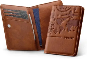 VULKIT Passport Holder Magnetic Closure RFID Blocking Travel Wallet Passport Book Cover Boarding Pass Holder Travel Essentials