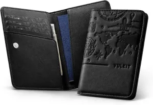VULKIT Passport Holder Magnetic Closure RFID Blocking Travel Wallet Passport Book Cover Boarding Pass Holder Travel Essentials