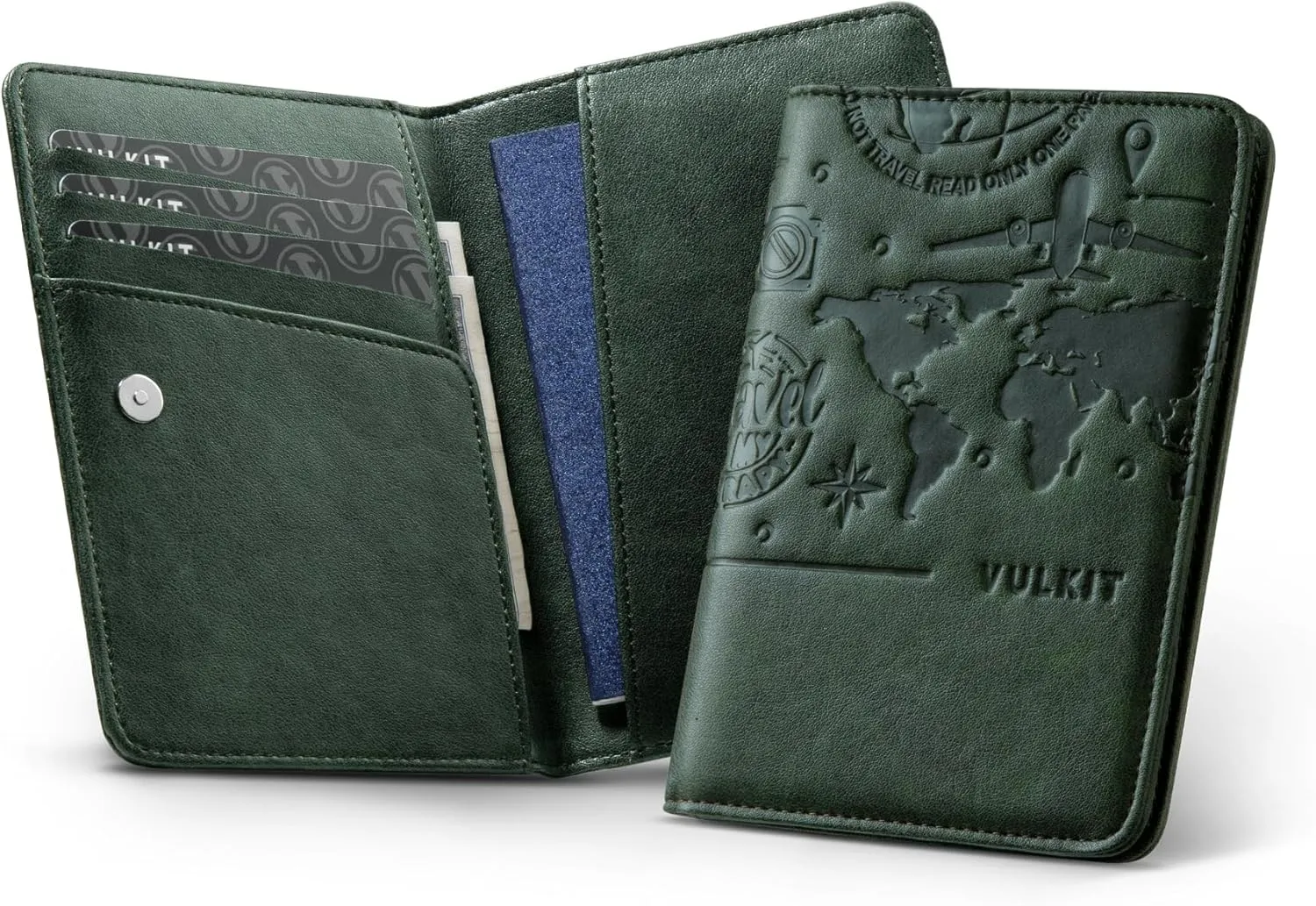 VULKIT Passport Holder Magnetic Closure RFID Blocking Travel Wallet Passport Book Cover Boarding Pass Holder Travel Essentials