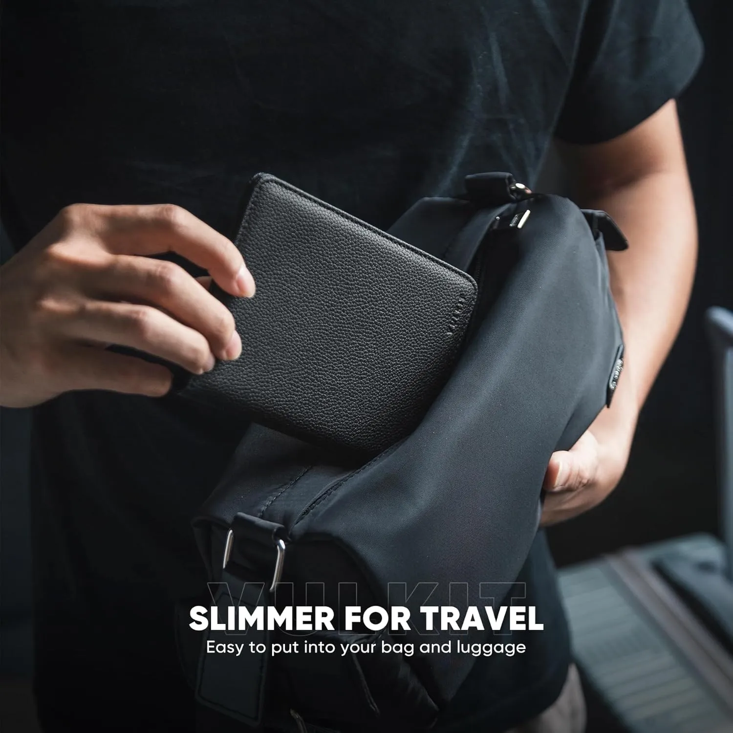 VULKIT Passport Holder Magnetic Closure RFID Blocking Travel Wallet Passport Book Cover Boarding Pass Holder Travel Essentials