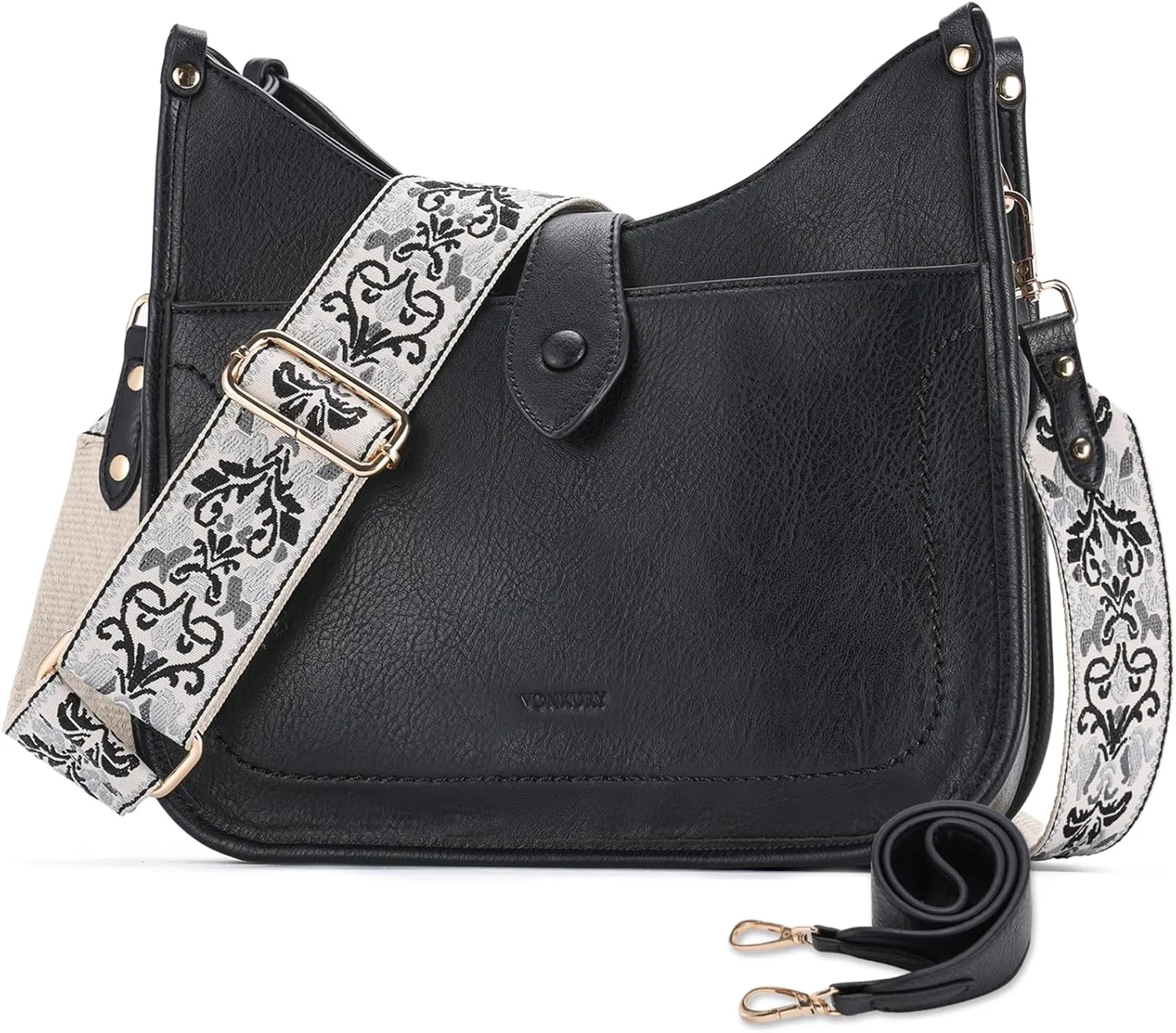 VX VONXURY Crossbody Purses for Women Shoulder Bag with Guitar Strap Trendy Handbag with Zipper and Buckle Closure