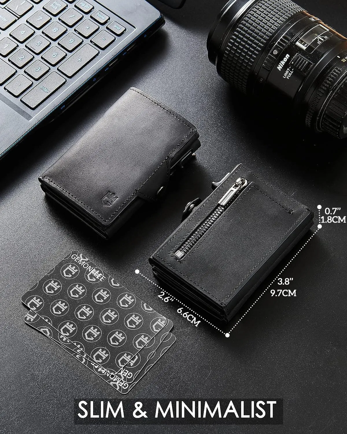Wallet For Men Pop up Card Wallet RFID Blocking Slim Aluminum Metal Bank Card Holder Case with Business Money Pocket for Credit Cards Notes and Coins (Black)