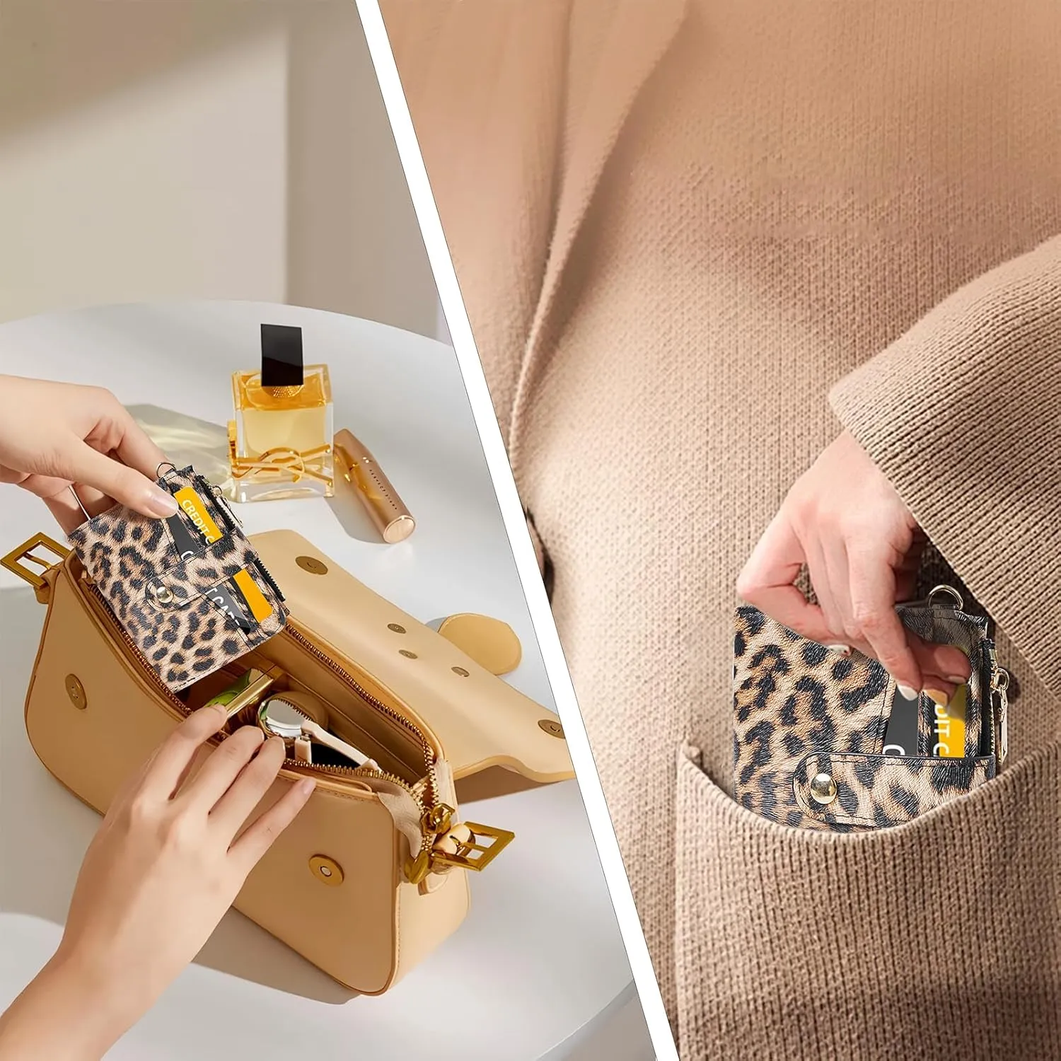 Wallet Keychain Wristlet for Women,Slim RFID Credit Card Holder Purse Tassel Keychain Bangle Key Ring for Men Women