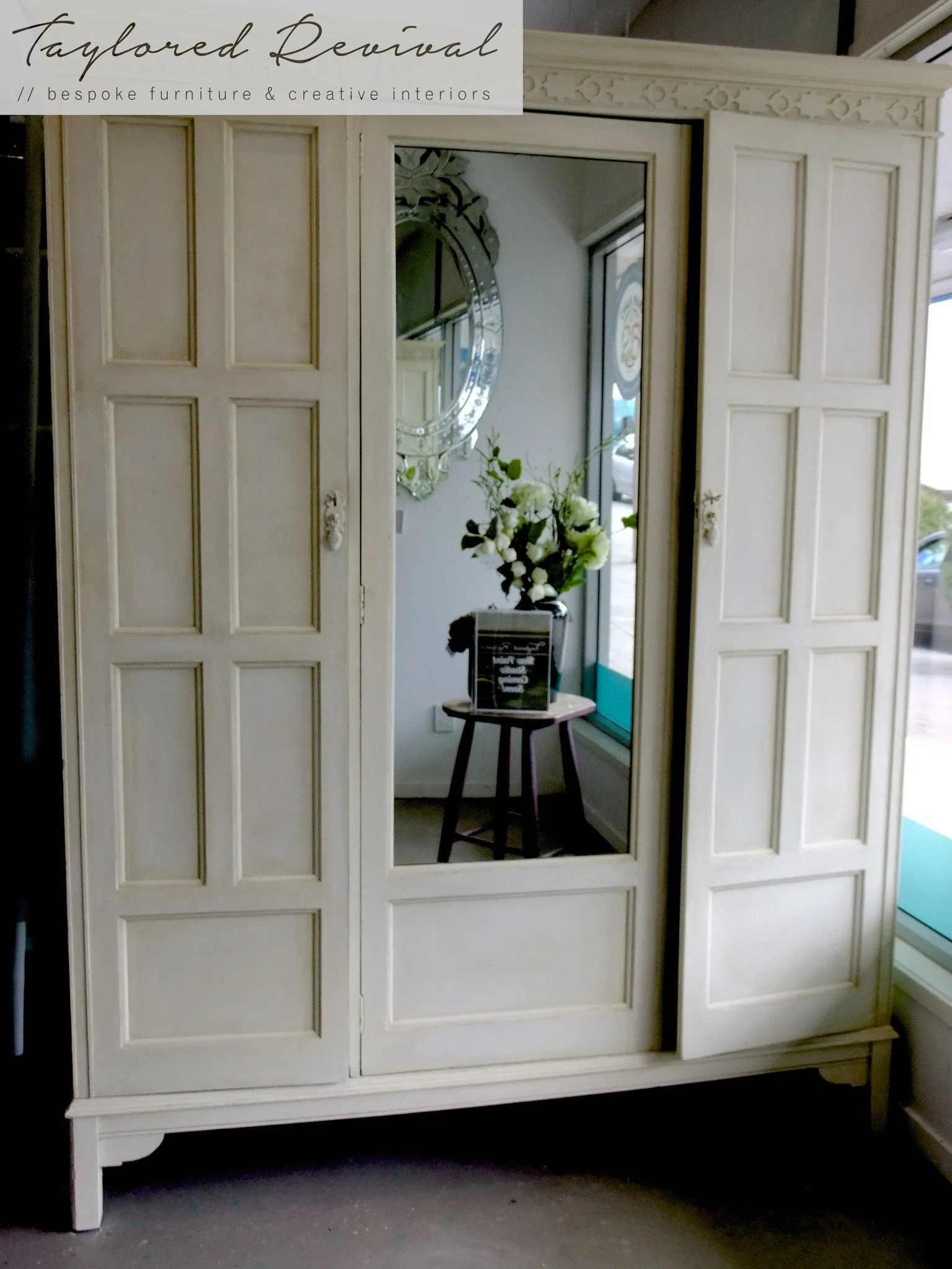 Wardrobe in Old White and Country Grey