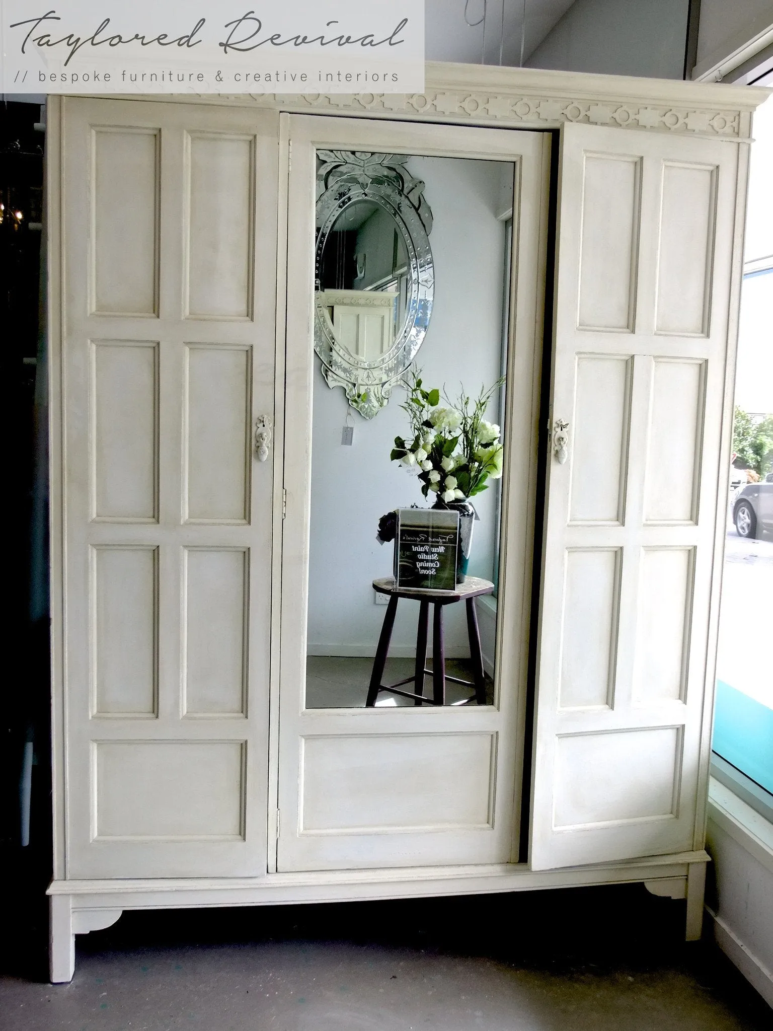 Wardrobe in Old White and Country Grey