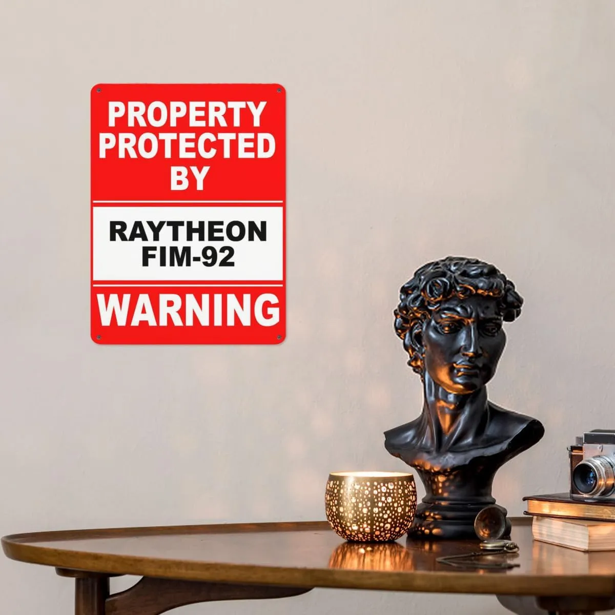 Warning Notice Traffic sign,Property Protected By Raytheon FIM-92 Warning Sign,Aluminum Safety Danger Tin Road Safety Signs For Workplace