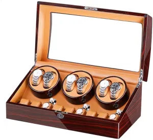 Watch Winder Box for 6 Automatic Watches   7 Storage Quiet Motor Wood Shell Piano Paint Exterior Large Capacity (E)