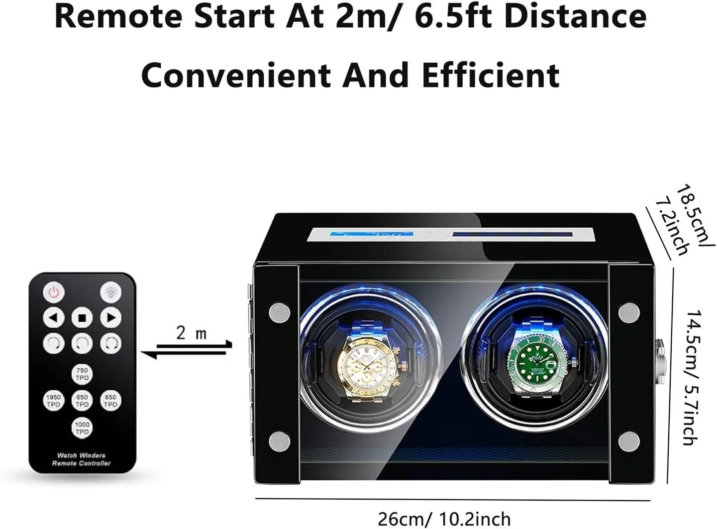 Watch Winder Box for Automatic Watch Adjustable Watch Pillows LCD Touch Screen Built-in LED Light Piano Paint Exterior Watch Winder Box Best Gift