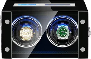 Watch Winder Box for Automatic Watch Adjustable Watch Pillows LCD Touch Screen Built-in LED Light Piano Paint Exterior Watch Winder Box Best Gift