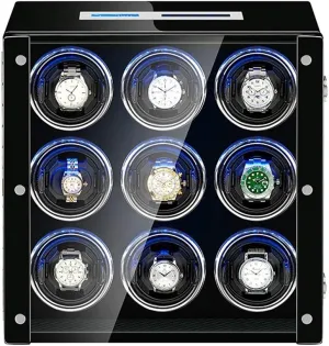 Watch Winder Box for Automatic Watch Adjustable Watch Pillows LCD Touch Screen Built-in LED Light Piano Paint Exterior Watch Winder for Automatic Watches