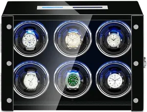 Watch Winder Box for Automatic Watch Adjustable Watch Pillows LCD Touch Screen Built-in LED Light Piano Paint Exterior Watch Winder for Automatic Watches