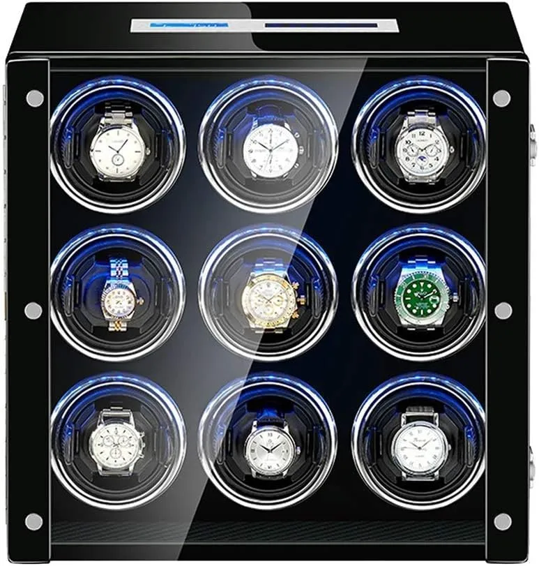 Watch Winder Box for Automatic Watch Adjustable Watch Pillows LCD Touch Screen Built-in Led Light Piano Paint Exterior,2 0