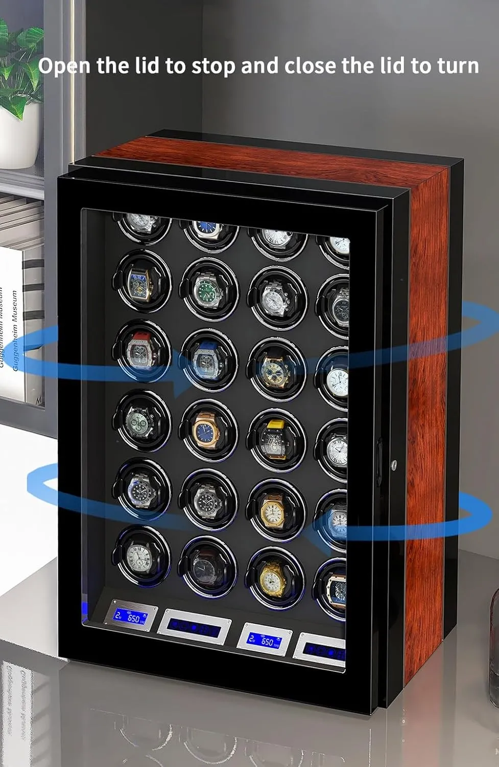 Watch Winder for 9 Automatic Watches with 9 Watch Storages Wood Shell Piano Finish Silent Motor Watch Turner