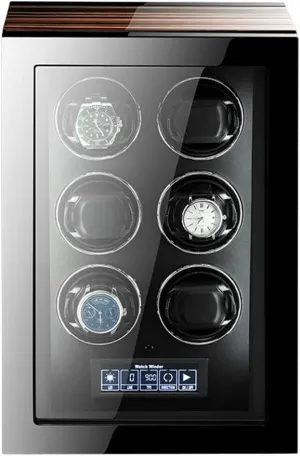 Watch Winder for Automatic Watches LCD Touch Screen Display with Remote Control Wood Shell Piano Finish Quiet Motor Watch Winder for Automatic Watches
