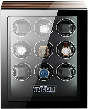 Watch Winder for Automatic Watches LCD Touch Screen Display with Remote Control Wood Shell Piano Finish Quiet