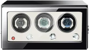 Watch Winder for Automatic Watches with Super Quiet Japanese Motor for 2 3 4 6 9 Watch Storage Display Box with LED Lights Luxury Mechanical Watch Storage Case (White 3 0)