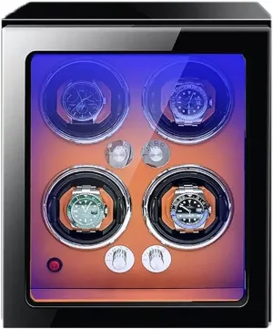 Watch Winder for Automatic Watches with Super Quiet Japanese Motor for 2 3 4 6 9 Watch Storage Display Box with LED Lights Luxury Mechanical Watch Storage Case(Brown,4 0)