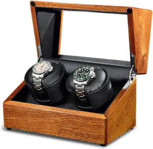 Watch Winder Solid Wood Automatic Double Watch Winder Watches Storage Box 4 Rotation Mode Power Supply Quiet Motor,A Watch Winder
