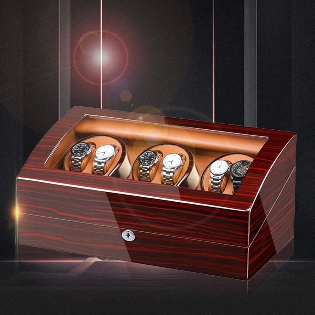Watch Winder Watch Winder Box for 6 Automatic Watches   7 Storage Quiet Motor Wood Shell Piano Paint Exterior Large Capacity (B) Watch Winder