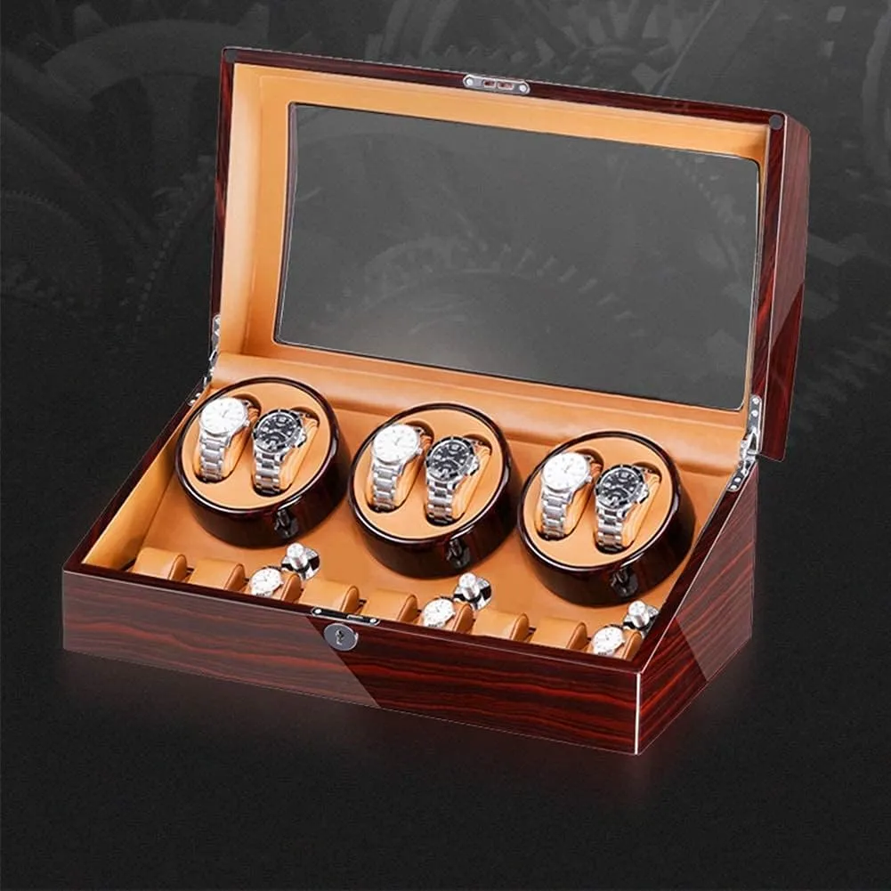 Watch Winder Watch Winder Box for 6 Automatic Watches   7 Storage Quiet Motor Wood Shell Piano Paint Exterior Large Capacity (B) Watch Winder