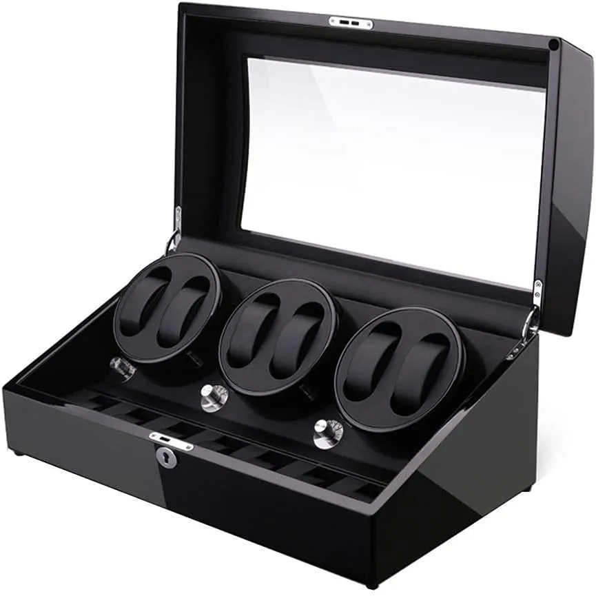 Watch Winder Watch Winder Box for 6 Automatic Watches   7 Storage Quiet Motor Wood Shell Piano Paint Exterior Large Capacity Watch Winder (A A)
