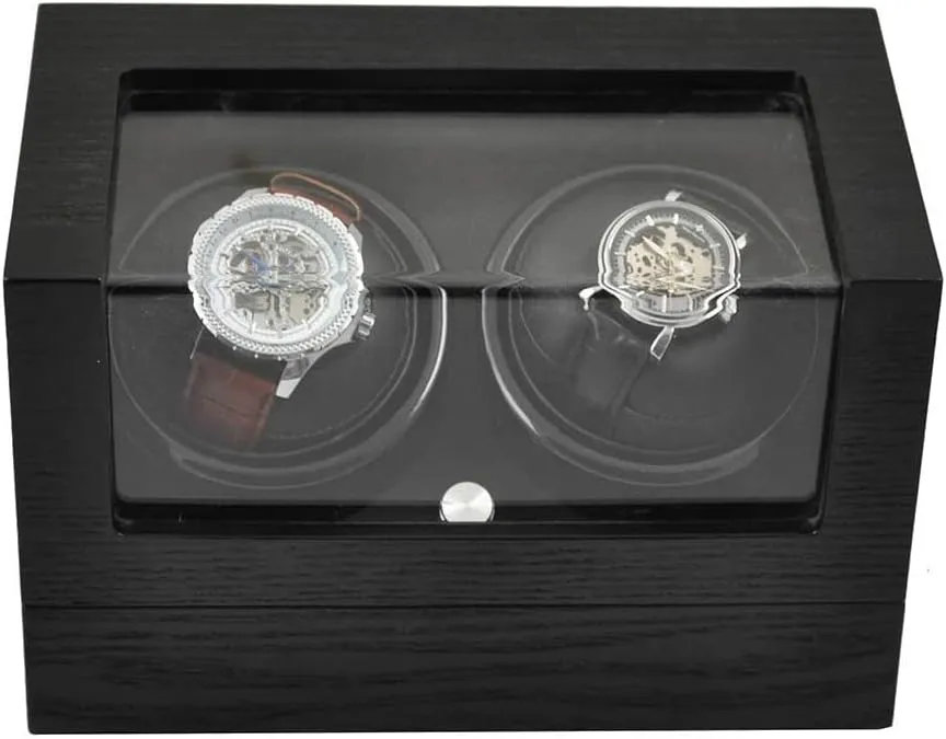 Watch Winders, Dual Automatic Watch Winder with Double Quiet Mabuchi Motors,Watch Box in Wood Shell and Black Leather, 4 Rotation Mode Setting, Fit Lady and Man Automatic Watch It's so kind of You