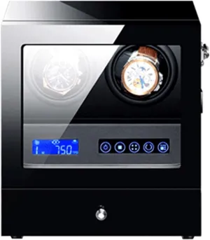 Watches and Jewelry Black Automatic Watch Winder Box with LED Backlight Storage Drawer LCD Touch Screen Control Piano Pa