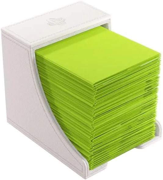 Watchtower 100  XL Convertible Deck Box | Double-Sleeved Card Storage | Card Game Protector | Nexofyber Surface | Holds Up to 100 Cards | White Color | Made by Gamegenic (GGS20121ML)