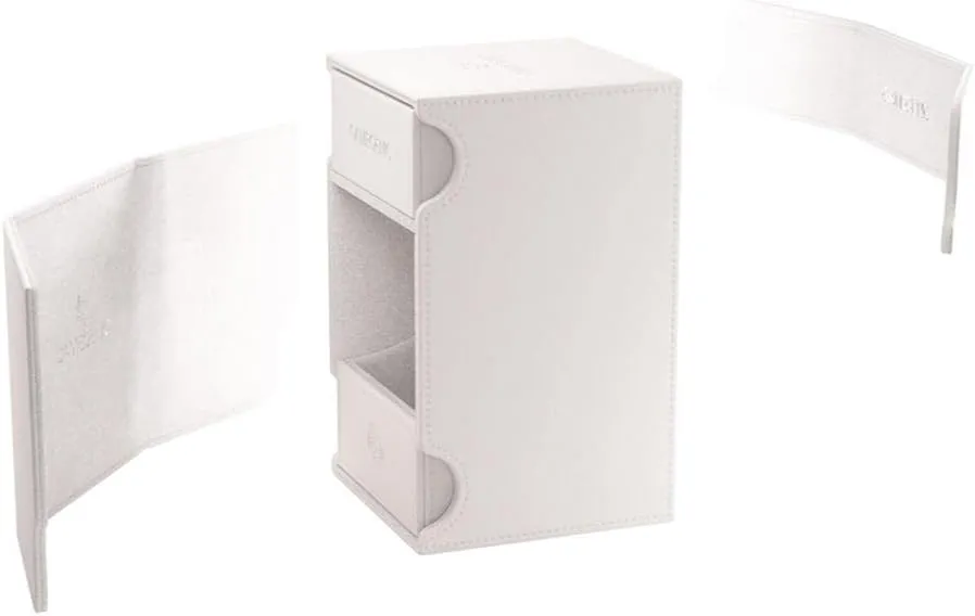 Watchtower 100  XL Convertible Deck Box | Double-Sleeved Card Storage | Card Game Protector | Nexofyber Surface | Holds Up to 100 Cards | White Color | Made by Gamegenic (GGS20121ML)