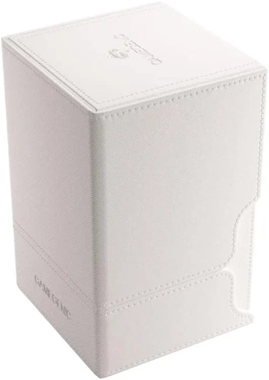 Watchtower 100  XL Convertible Deck Box | Double-Sleeved Card Storage | Card Game Protector | Nexofyber Surface | Holds Up to 100 Cards | White Color | Made by Gamegenic (GGS20121ML)