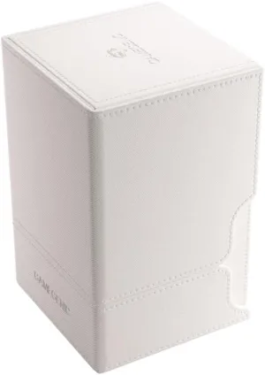Watchtower 100  XL Convertible Deck Box | Double-Sleeved Card Storage | Card Game Protector | Nexofyber Surface | Holds Up to 100 Cards | White Color | Made by Gamegenic (GGS20121ML)