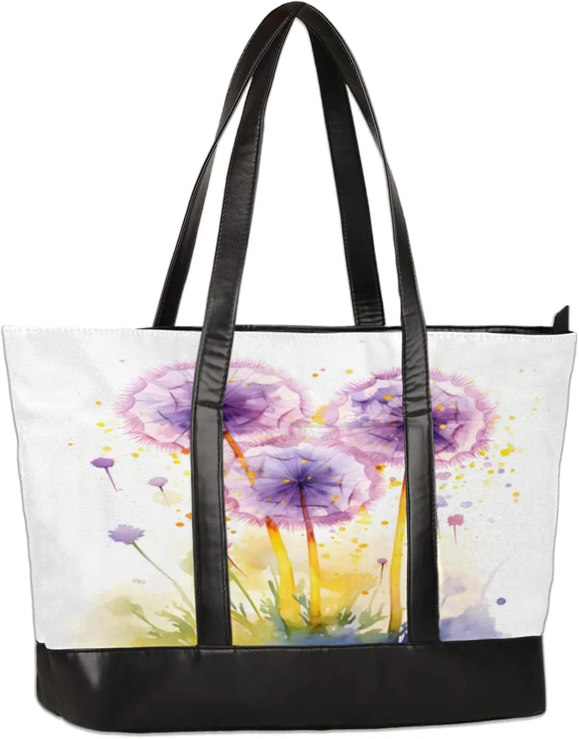 Watercolour Dandelions Laptop Tote Bag for Women Lightweight Work Purse with Multiple Compartments Fits 13-15.6 Inch Laptop Tablet Shoulder Bag for Office Travel Daily Use