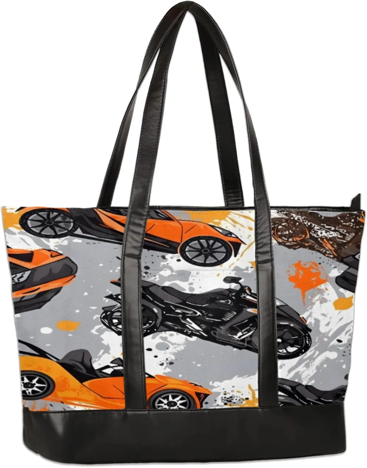 Watercolour Motorbikes Laptop Tote Bag for Women Lightweight Work Purse with Multiple Compartments Fits 13-15.6 Inch Laptop Tablet Shoulder Bag for Office Travel Daily Use