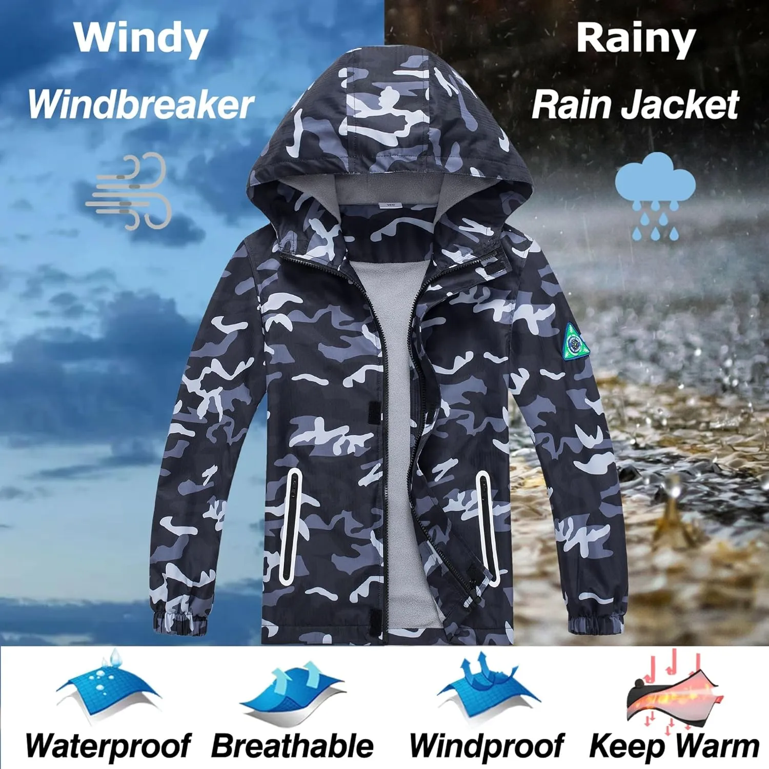 Waterproof Kids Rain Jackets With Hood,Lightweight Toddler Raincoat For Boys Girls，Kids Clothes Windbreaker Jacket