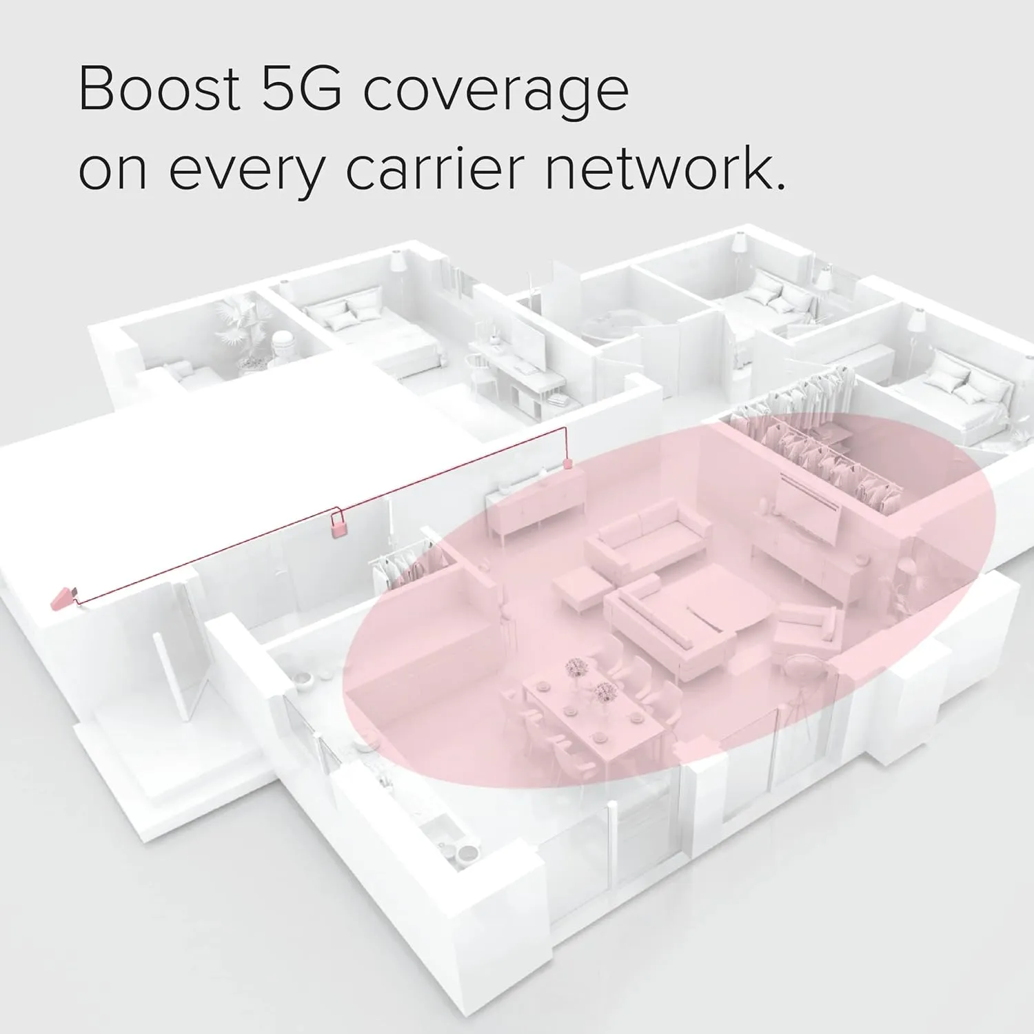 weBoost Home MultiRoom - Cell Phone Signal Booster | Boosts 4G LTE & 5G up to 5,000 sq ft for all U.S. Carriers - Verizon, AT&T, T-Mobile & more | Made in the U.S. | FCC Approved (model 470144)