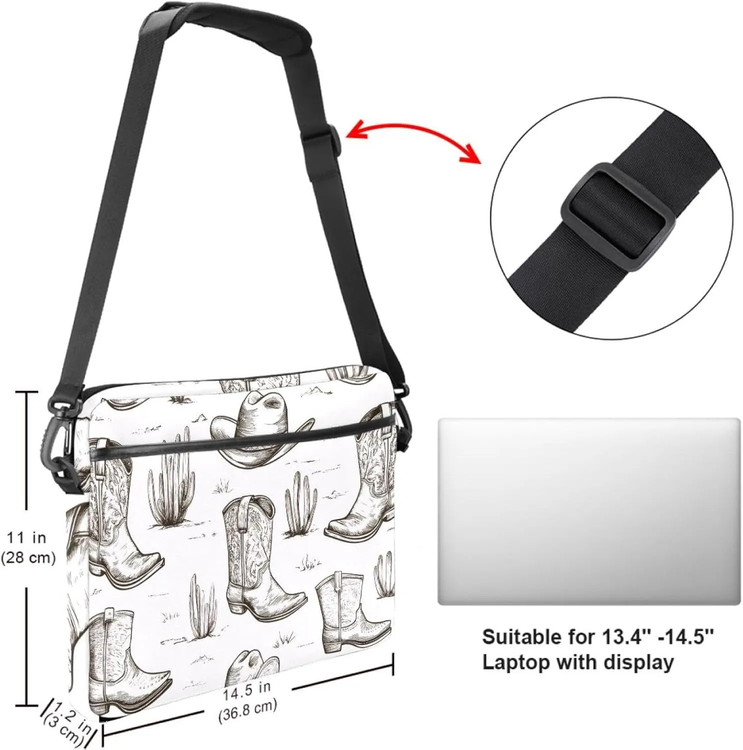 Western Africa Geometric Seamless Pattern Laptop Bag Case Computer Sleeve Shoulder Messenger Bag for Work School