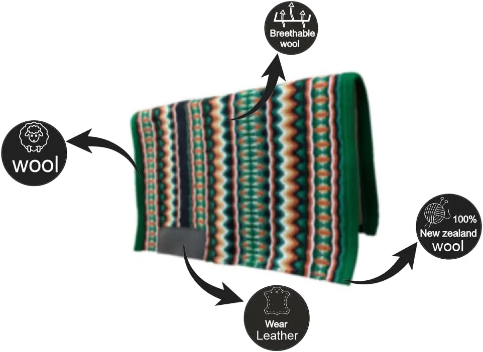 Western Saddle pad Saddle Blanket 100% New-Zealand Wool Show Pad Premium Quality