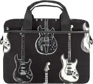 White and Black Electric Acoustic Guitar Collection Laptop Shoulder Bag Slim Computer Briefcase Laptop Sleeve Messenger Case