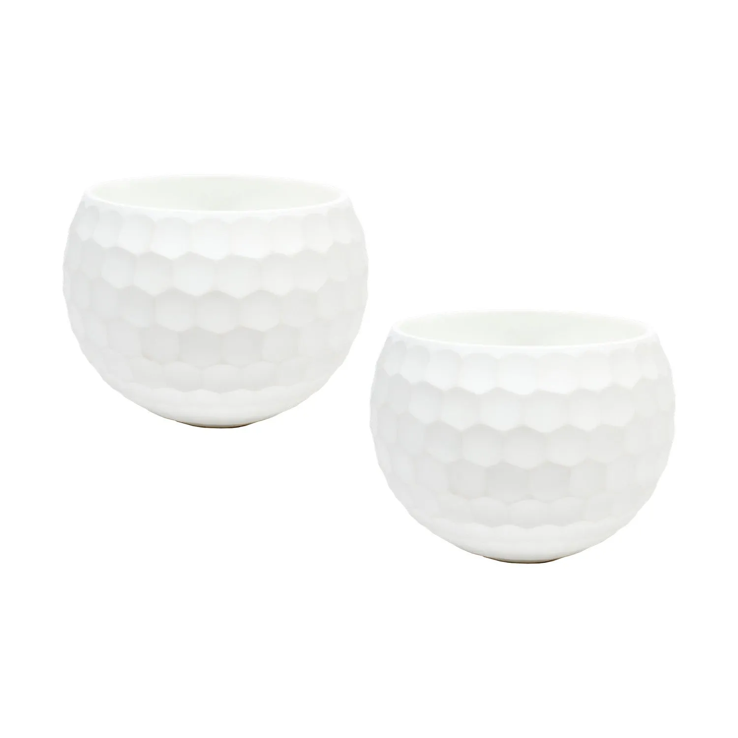 White Ceramic Honeycomb Votive Holders (Pair)